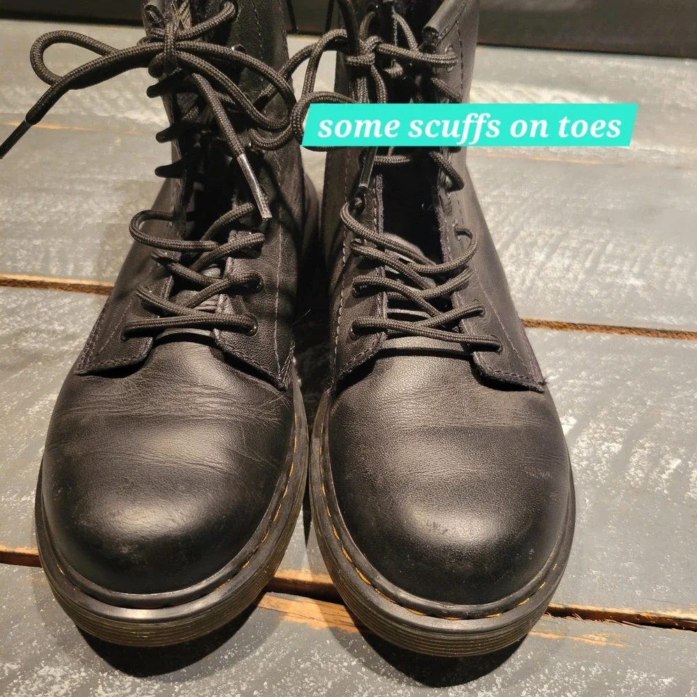 Dr. Martens 1460 J Boots Kids US 3 Black Leather 8 Eye Side Zip Combat